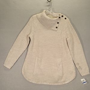 Style Co. Sweater Womens  Beige Knit Kangaroo Pocket Envelope Size PXL